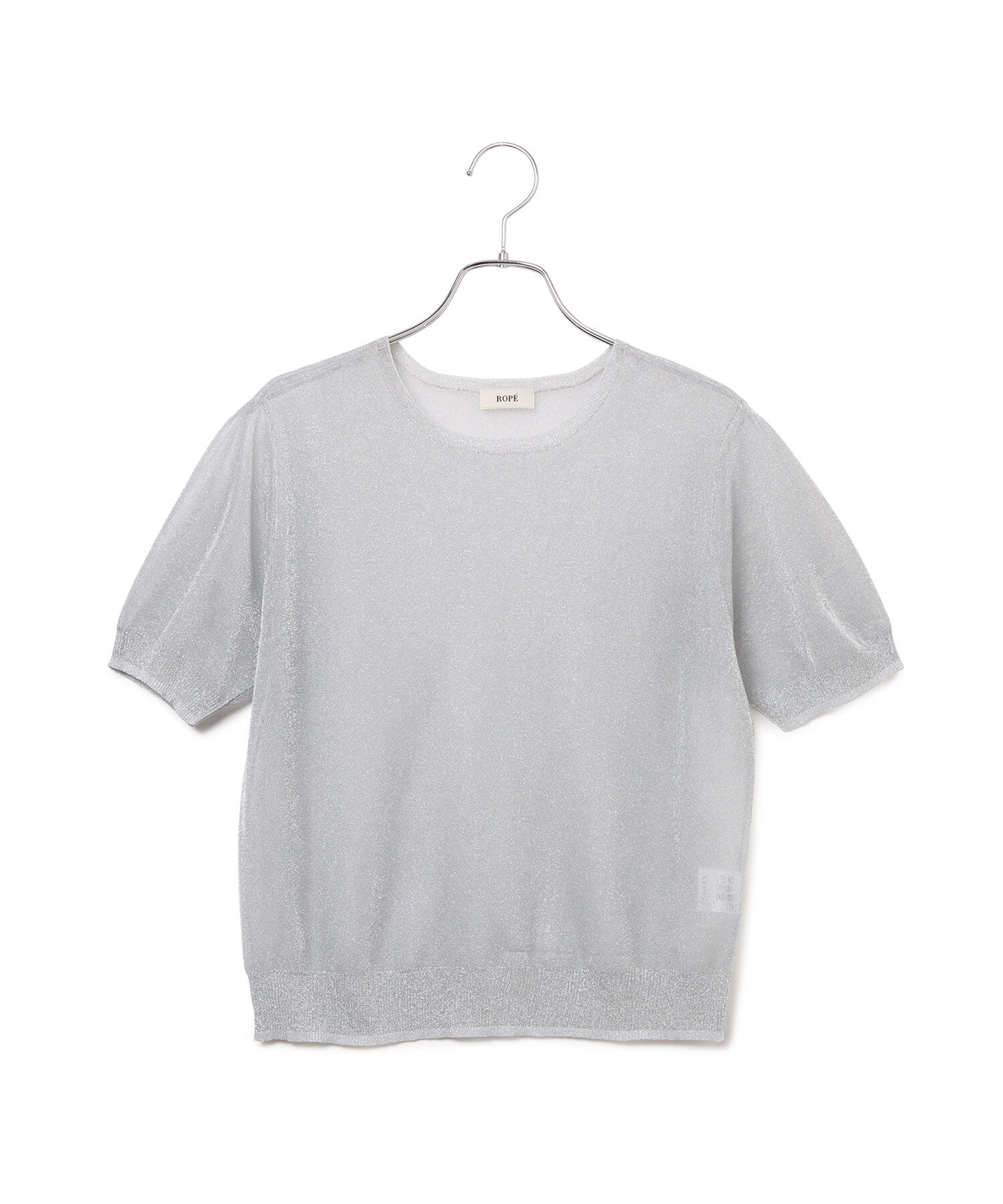 ROPE「【洗える】ラメシアーニット半袖プルオーバー【アンサンブル対応】」|ニット・セーター|