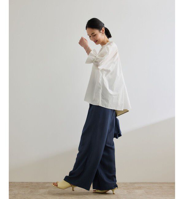 ROPE「【洗える】タイプライターハーフスリーブブラウス/お仕事・通勤対応」|シャツ・ブラウス|