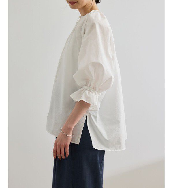 ROPE「【洗える】タイプライターハーフスリーブブラウス/お仕事・通勤対応」|シャツ・ブラウス|