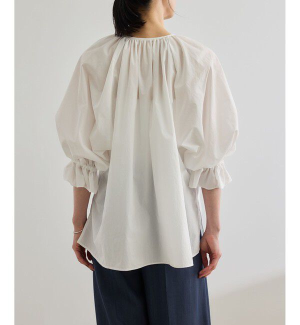 ROPE「【洗える】タイプライターハーフスリーブブラウス/お仕事・通勤対応」|シャツ・ブラウス|