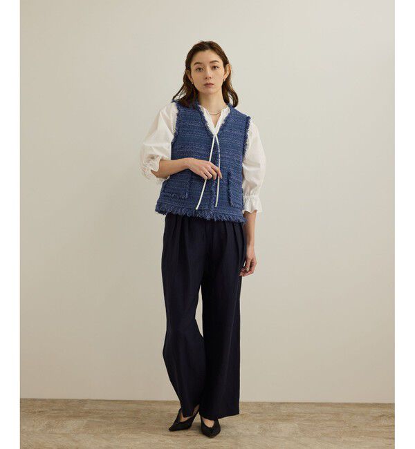 ROPE「【洗える】タイプライターハーフスリーブブラウス/お仕事・通勤対応」|シャツ・ブラウス|