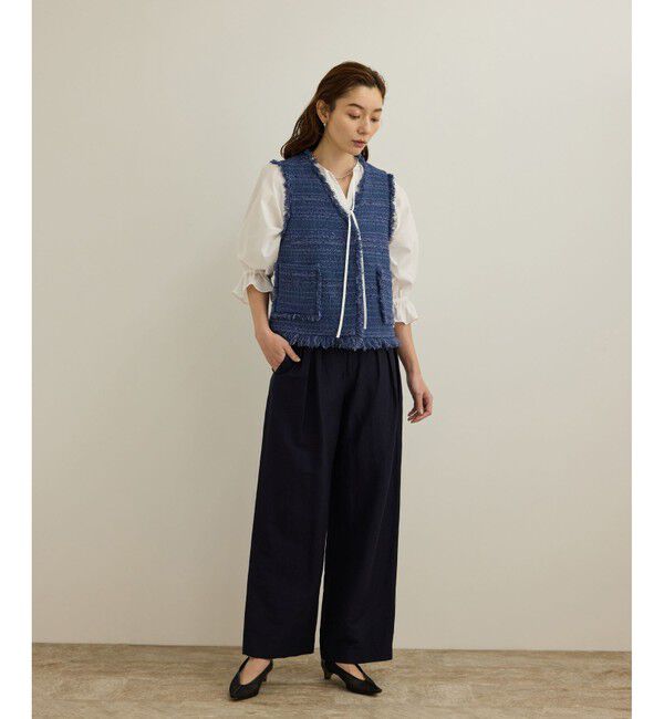 ROPE「【洗える】タイプライターハーフスリーブブラウス/お仕事・通勤対応」|シャツ・ブラウス|