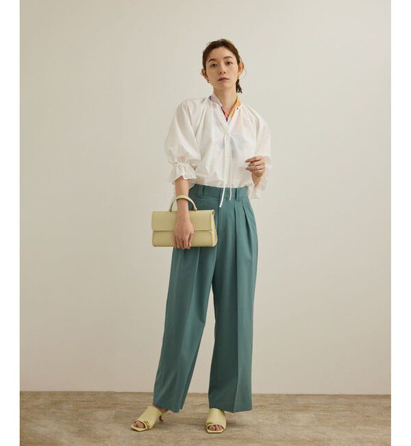 ROPE「【洗える】タイプライターハーフスリーブブラウス/お仕事・通勤対応」|シャツ・ブラウス|