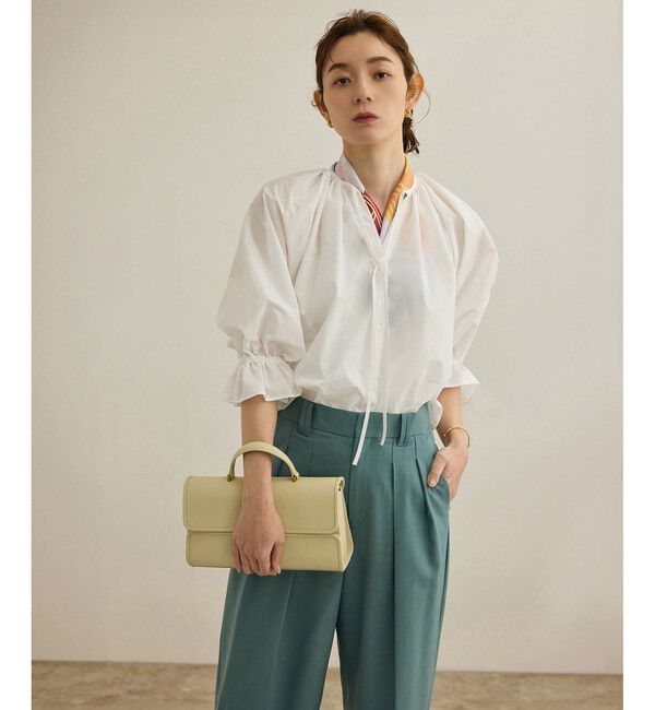 ROPE「【洗える】タイプライターハーフスリーブブラウス/お仕事・通勤対応」|シャツ・ブラウス|