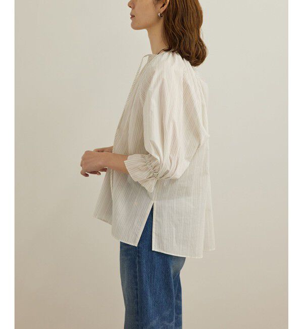 ROPE「【洗える】タイプライターハーフスリーブブラウス/お仕事・通勤対応」|シャツ・ブラウス|