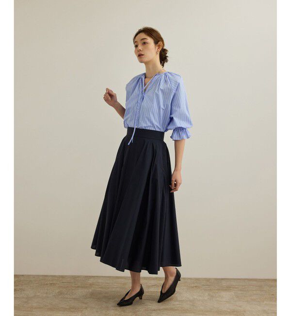 ROPE「【洗える】タイプライターハーフスリーブブラウス/お仕事・通勤対応」|シャツ・ブラウス|