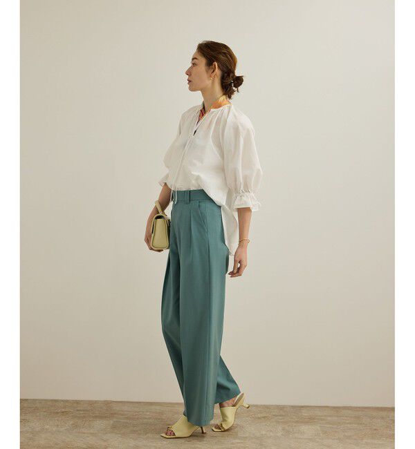 ROPE「【洗える】タイプライターハーフスリーブブラウス/お仕事・通勤対応」|シャツ・ブラウス|