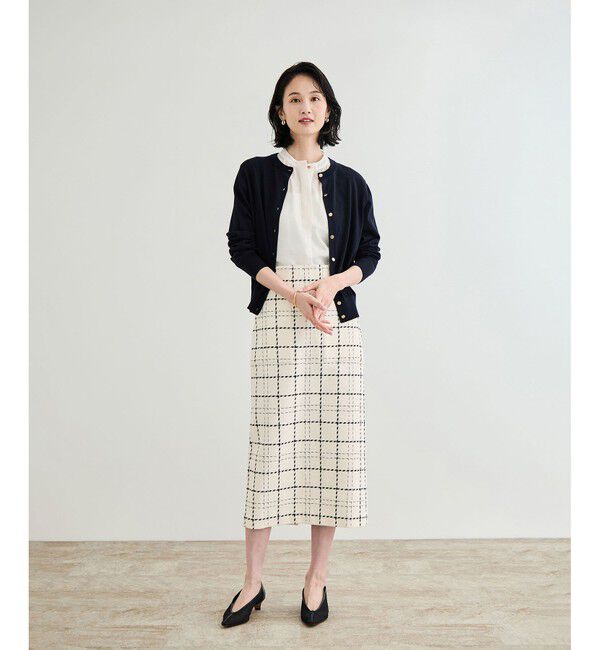 ROPE「【洗える】ツイードチェック ポケット付きタイトスカート」|スカート|