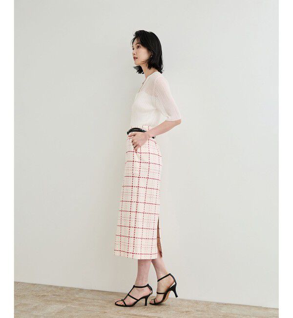 ROPE「【洗える】ツイードチェック ポケット付きタイトスカート」|スカート|