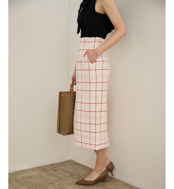 ROPE「【洗える】ツイードチェック ポケット付きタイトスカート」|スカート|