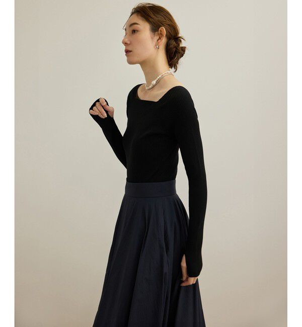 ROPE「【洗える】ワイドリブスクエアネックニット」|ニット・セーター|