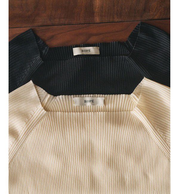 ROPE「【洗える】ワイドリブスクエアネックニット」|ニット・セーター|