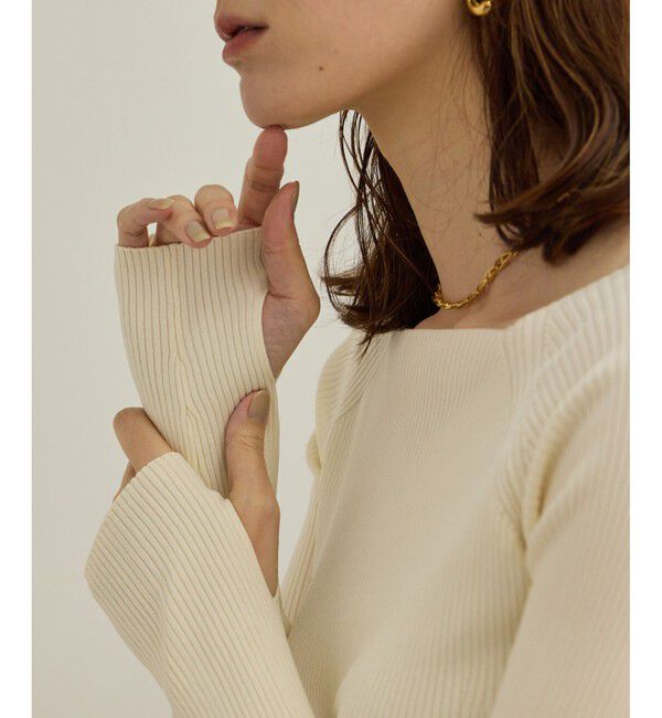 ROPE「【洗える】ワイドリブスクエアネックニット」|ニット・セーター|