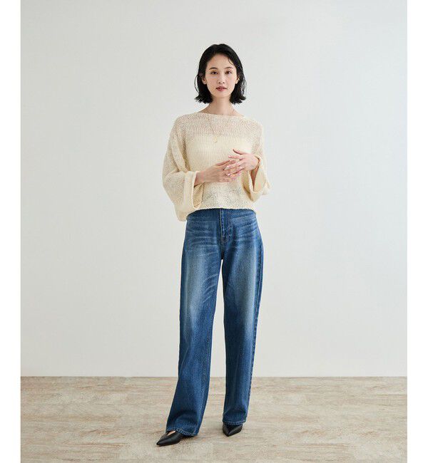 ROPE「【洗える】スラブリネン ボートネックプルオーバー」|ニット・セーター|