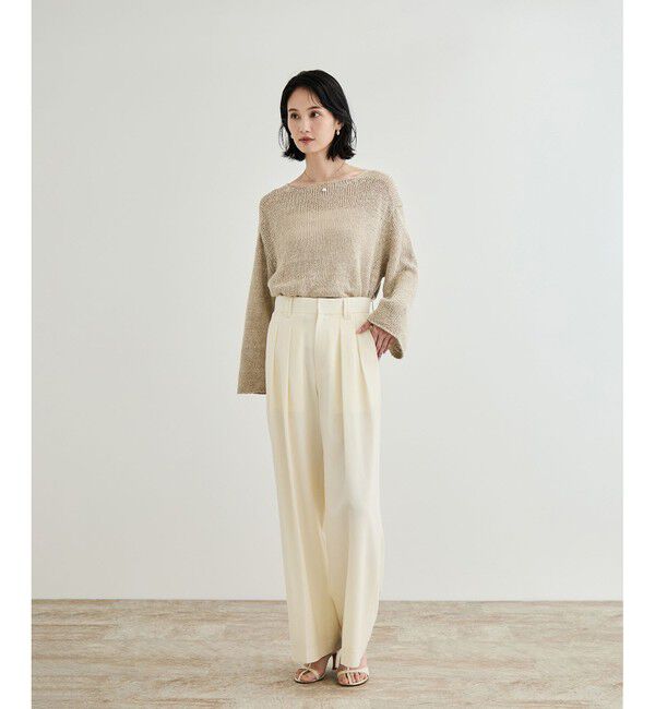 ROPE「【洗える】スラブリネン ボートネックプルオーバー」|ニット・セーター|