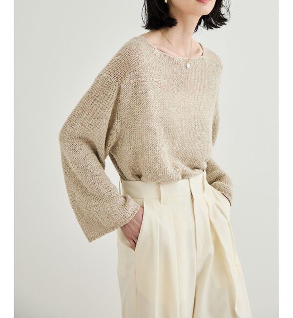 ROPE「【洗える】スラブリネン ボートネックプルオーバー」|ニット・セーター|