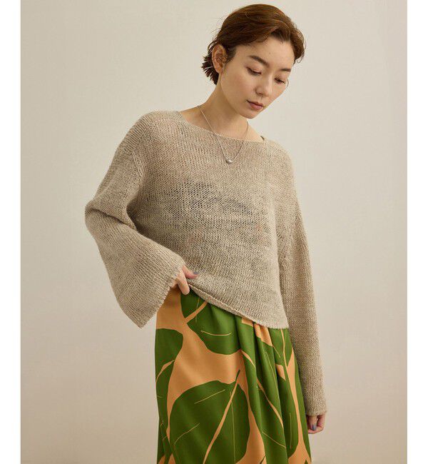 ROPE「【洗える】スラブリネン ボートネックプルオーバー」|ニット・セーター|