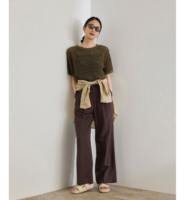 ROPE「レーヨンリネン センタープレスパンツ【セットアップジャケット・ワンピース対応】」|チノ|