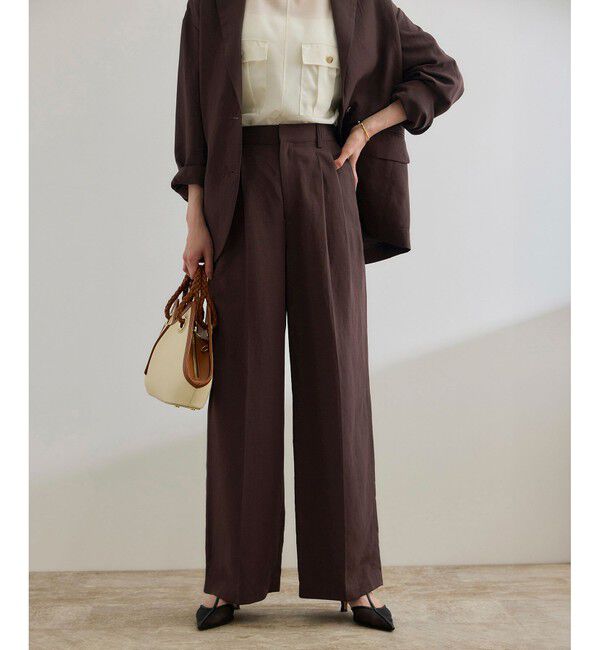 ROPE「レーヨンリネン センタープレスパンツ【セットアップジャケット・ワンピース対応】」|チノ|