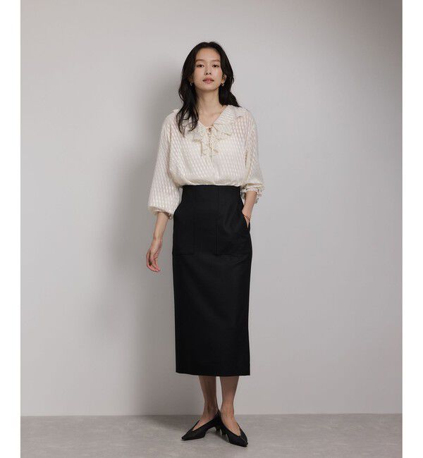 ROPE「[美人スカート]ウールレーヨンポケット付きタイトスカート(無地)/イージーケア・セットアップ対応」|スカート|