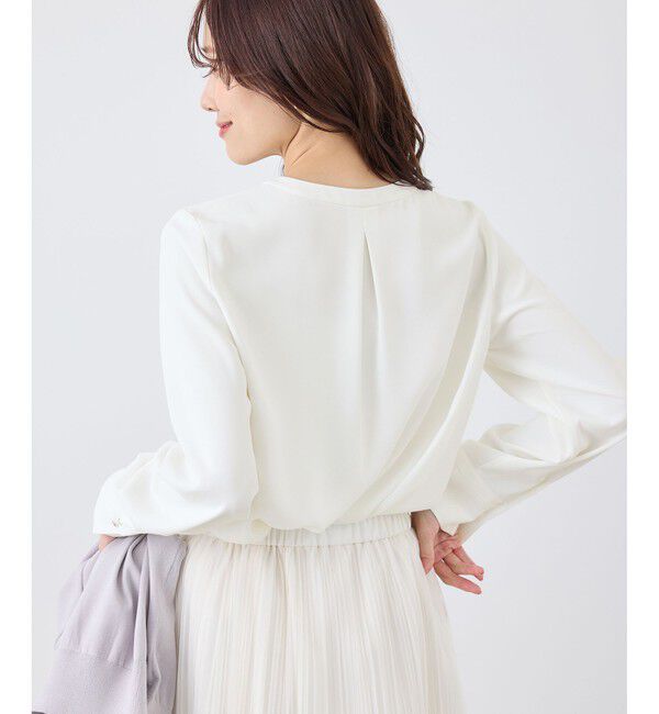 Rope&rsquo;Picnic「ジョーゼット配色ボウタイ風ブラウス/セレモニー・通勤対応」|シャツ・ブラウス|