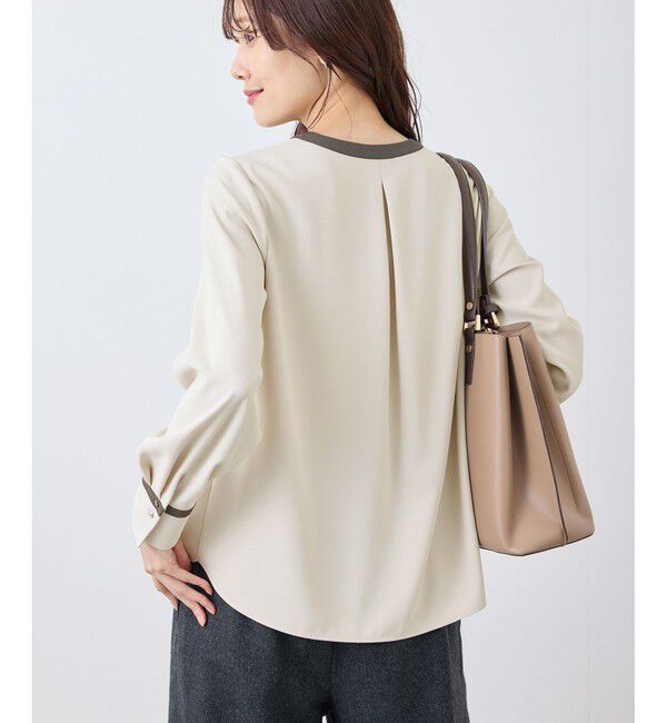 Rope&rsquo;Picnic「ジョーゼット配色ボウタイ風ブラウス/セレモニー・通勤対応」|シャツ・ブラウス|