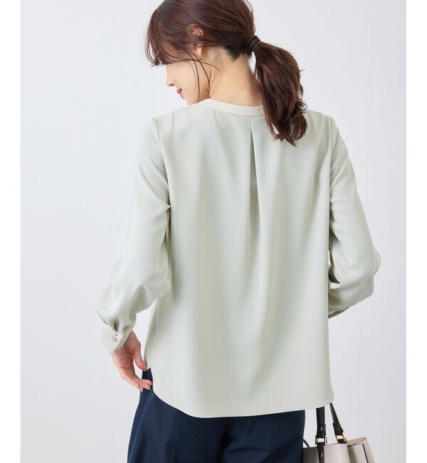 Rope&rsquo;Picnic「ジョーゼット配色ボウタイ風ブラウス/セレモニー・通勤対応」|シャツ・ブラウス|