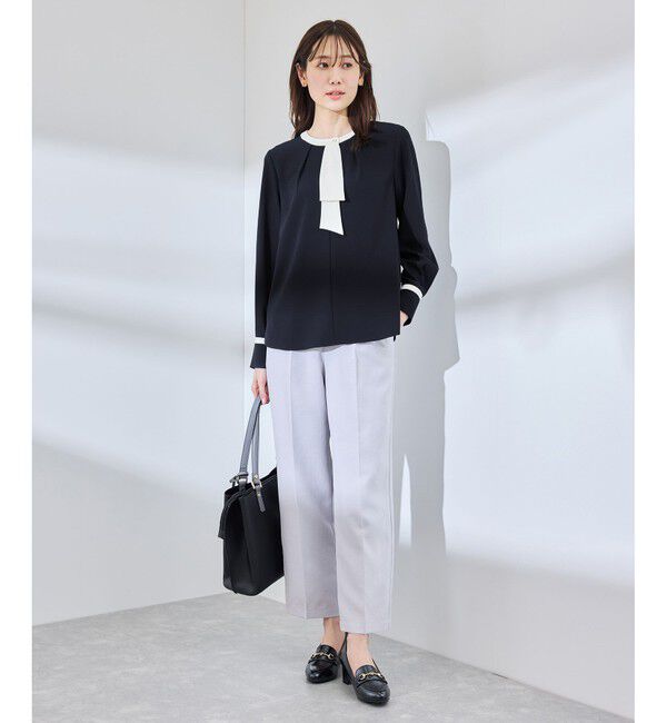 Rope&rsquo;Picnic「ジョーゼット配色ボウタイ風ブラウス/セレモニー・通勤対応」|シャツ・ブラウス|