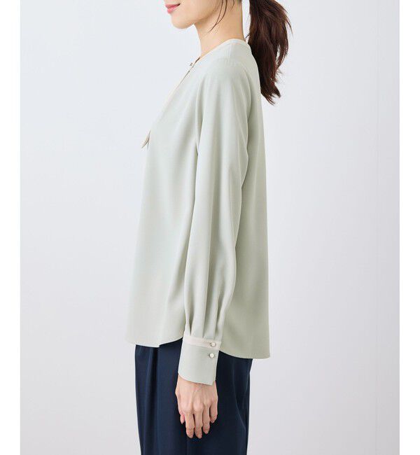 Rope&rsquo;Picnic「ジョーゼット配色ボウタイ風ブラウス/セレモニー・通勤対応」|シャツ・ブラウス|