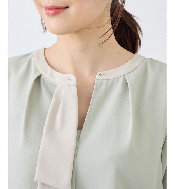 Rope&rsquo;Picnic「ジョーゼット配色ボウタイ風ブラウス/セレモニー・通勤対応」|シャツ・ブラウス|