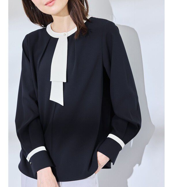 Rope&rsquo;Picnic「ジョーゼット配色ボウタイ風ブラウス/セレモニー・通勤対応」|シャツ・ブラウス|コンサブ