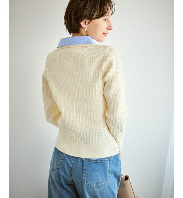 Rope&rsquo;Picnic「ダブルカラーミニケーブルニット」|ニット・セーター|