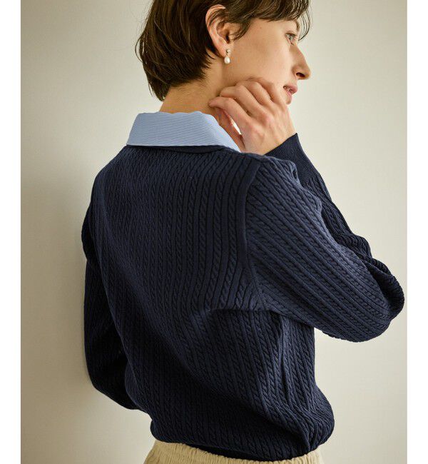 Rope&rsquo;Picnic「ダブルカラーミニケーブルニット」|ニット・セーター|