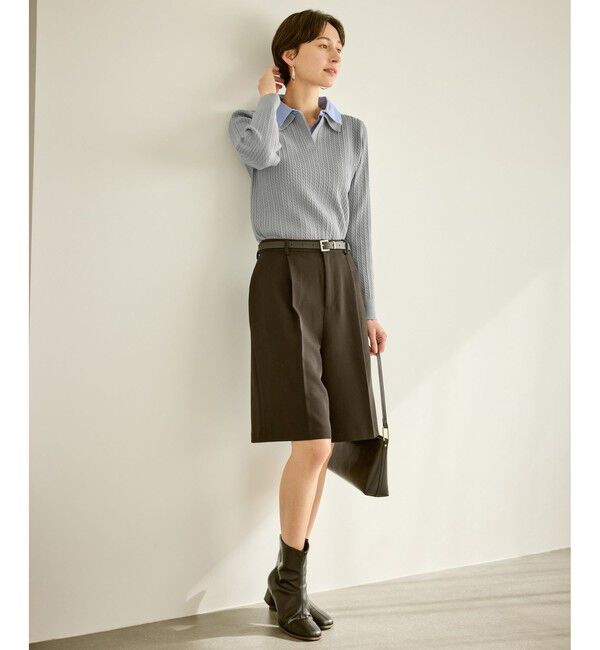 Rope&rsquo;Picnic「ダブルカラーミニケーブルニット」|ニット・セーター|