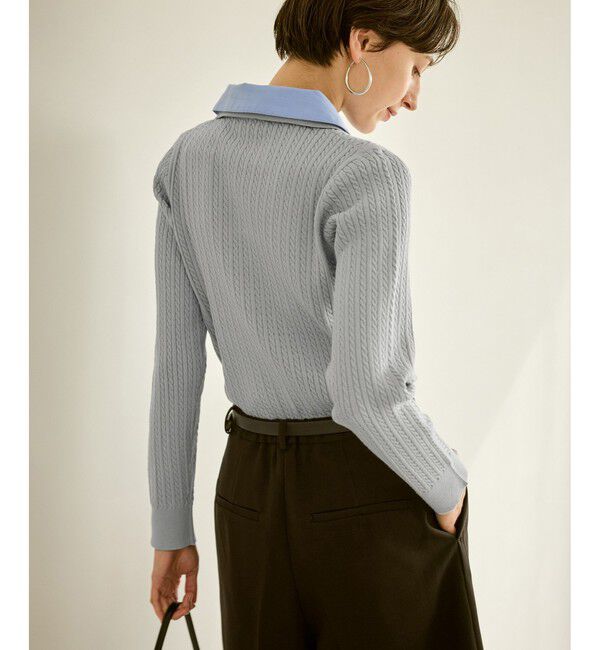 Rope&rsquo;Picnic「ダブルカラーミニケーブルニット」|ニット・セーター|