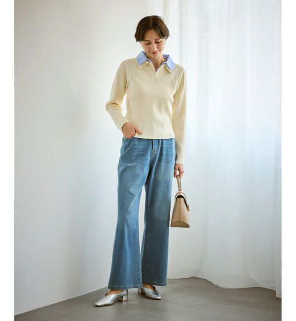 Rope&rsquo;Picnic「ダブルカラーミニケーブルニット」|ニット・セーター|