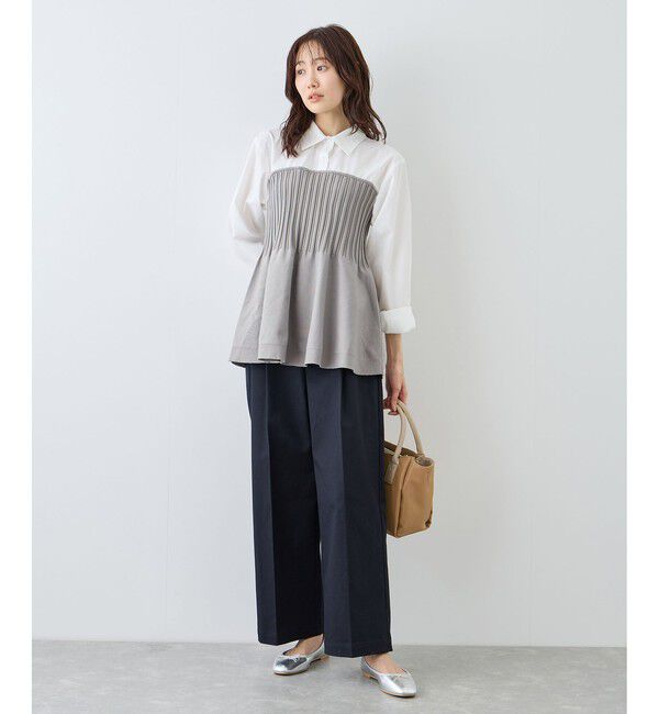 Rope&rsquo;Picnic「シャツドッキングペプラムニット」|シャツ・ブラウス|