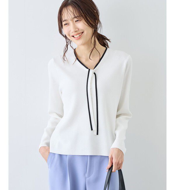 Rope&rsquo;Picnic「配色リボンパールニット」|ニット・セーター|