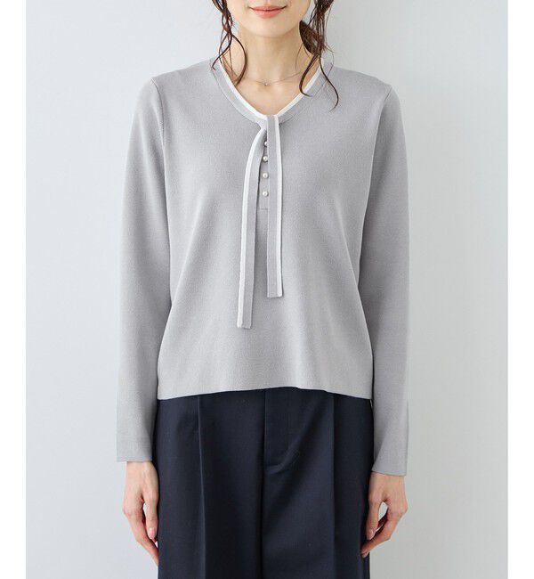 Rope&rsquo;Picnic「配色リボンパールニット」|ニット・セーター|