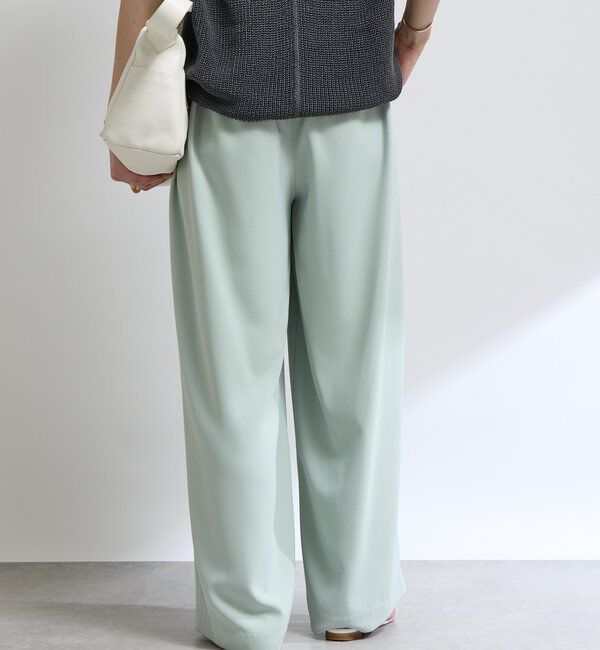  「【ウォッシャブル】【シーズンレスで使える】タックワイドスラックス」|チノ|