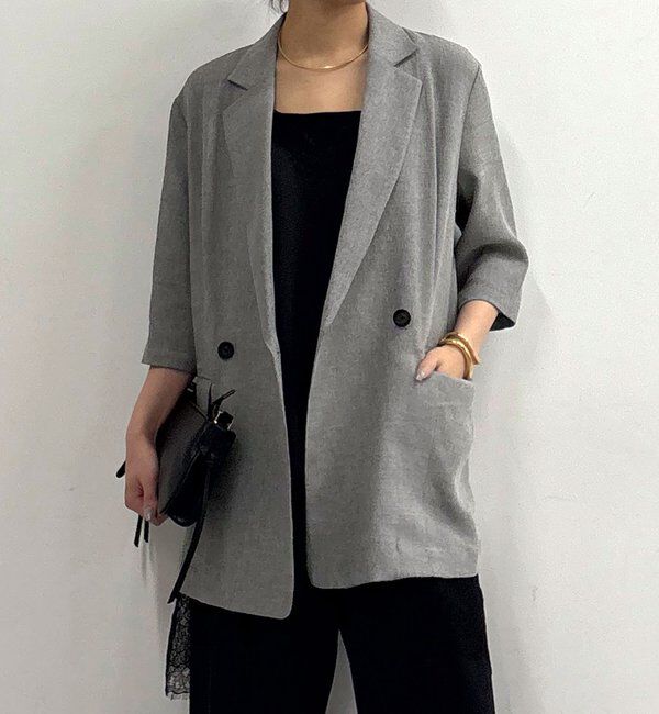  「【2サイズ展開】【大人気アイテムが今年も登場】ハーフスリーブジャケット」|テーラードジャケット|グレー