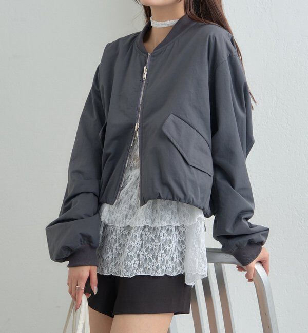  「サテンショートブルゾン」|ブルゾン・スタジャン|