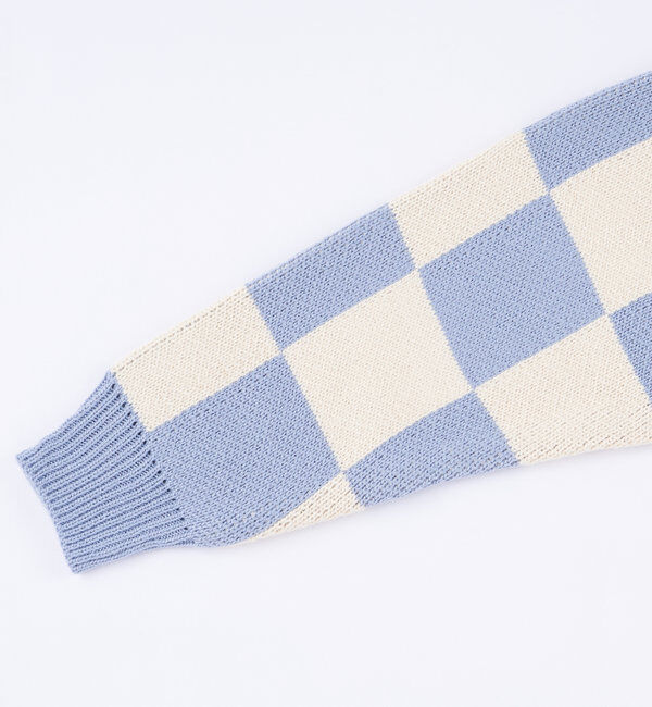  「チェッカー／ボーダー切り替えビッグニット」|ニット・セーター|