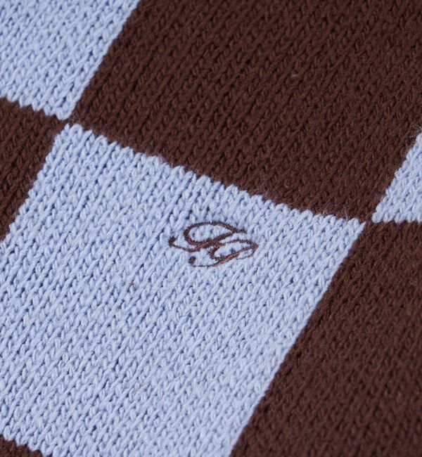  「チェッカー／ボーダー切り替えビッグニット」|ニット・セーター|