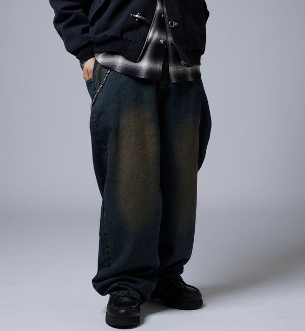  「【KOOKY&rsquo;N】ヴィンテージライクブラストバギーデニム」|デニム|ネイビー
