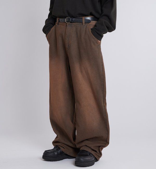  「【KOOKY&rsquo;N】ヴィンテージライクブラストバギーデニム」|デニム|ブラウン