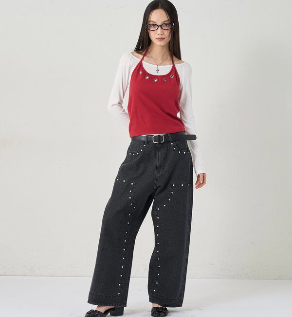  「アイレットホルターレイヤードトップス」|Tシャツ・カットソー|