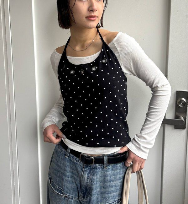  「アイレットホルターレイヤードトップス」|Tシャツ・カットソー|