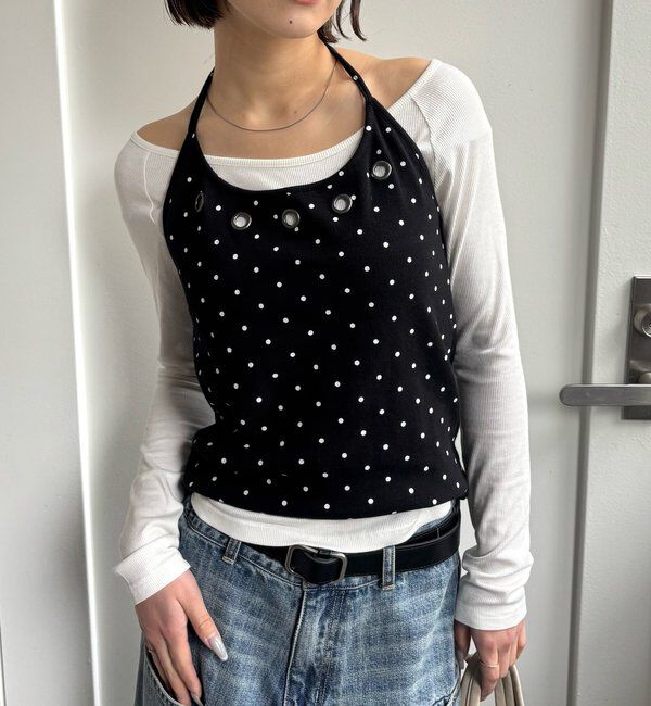  「アイレットホルターレイヤードトップス」|Tシャツ・カットソー|