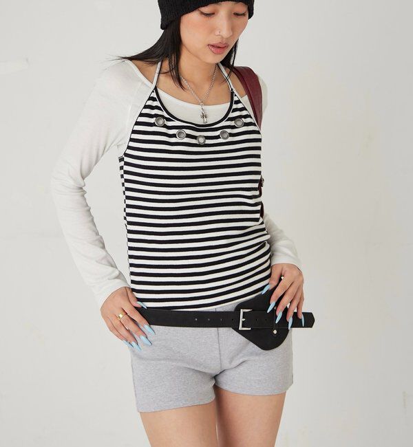  「アイレットホルターレイヤードトップス」|Tシャツ・カットソー|